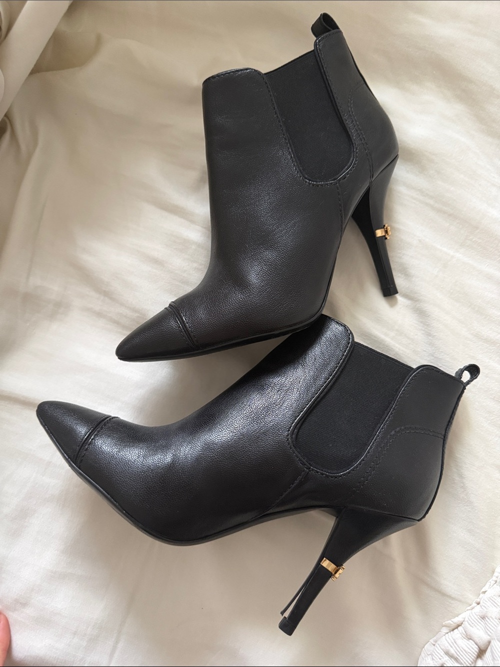 Tory Burch Black Leather Pointed Toe Stiletto Ankle Boots